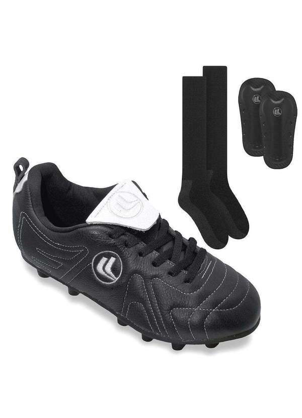 Esporte Legal - Kit Chuteira Campo Esporte Legal Terra e Caneleira e Meião Preto