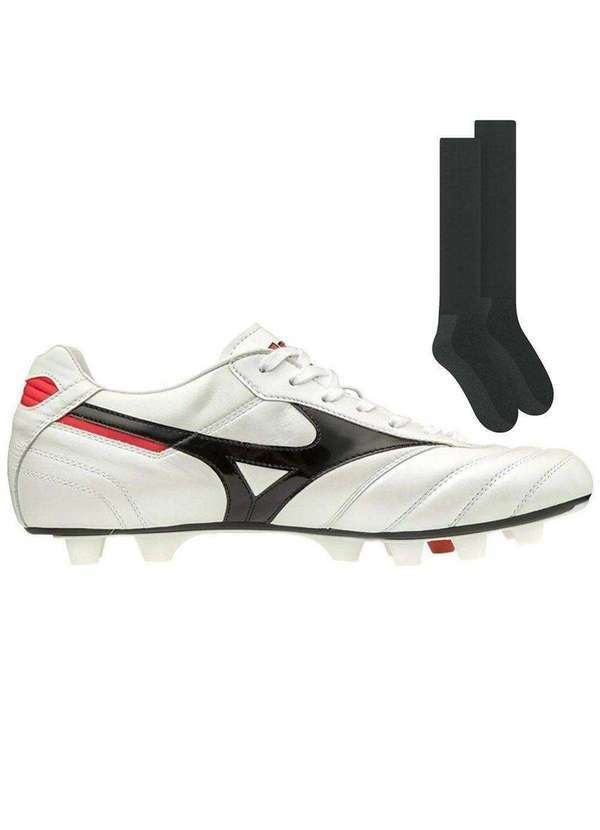 Mizuno - Kit Chuteira Campo Mizuno Morelia Ii Japan e par de Meião Branco