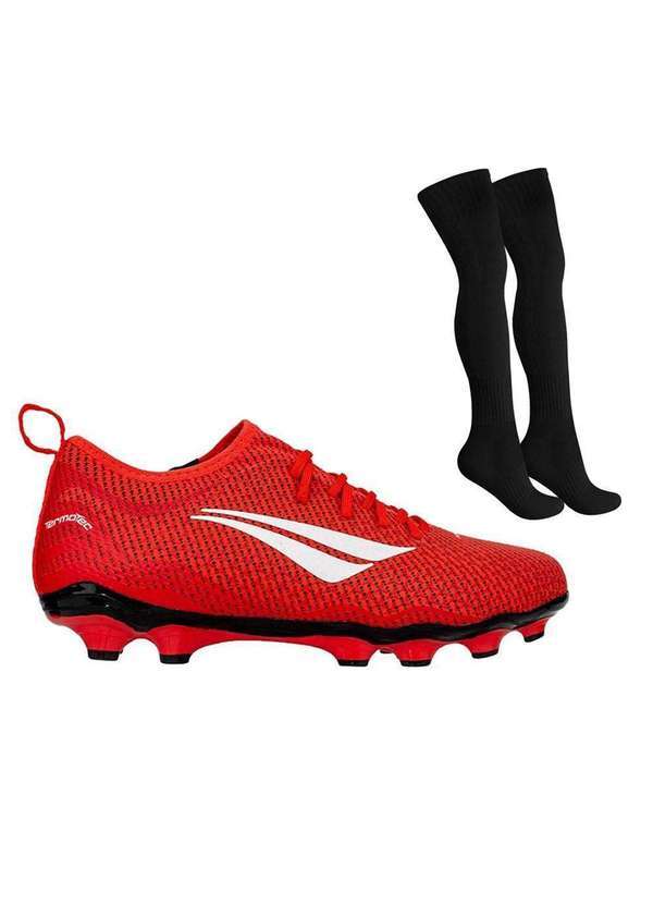 Penalty - Kit Chuteira Campo Penalty S11 Locker Ecoknit Xxi e Meião Vermelho