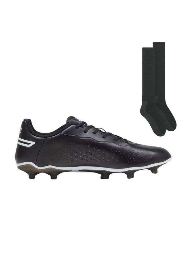 Puma - Kit Chuteira Campo Puma King Match e par de Meião Preto