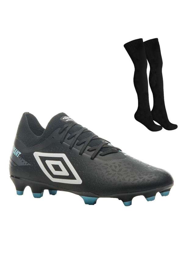 Umbro - Kit Chuteira Campo Umbro Adamant Premier Infantil e Meião Preto