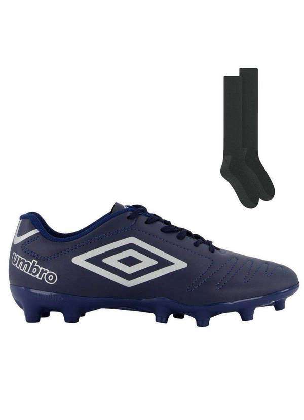 Umbro - Kit Chuteira Campo Umbro Class e par de Meião Azul