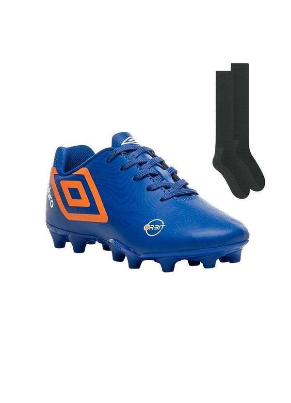 Umbro - Kit Chuteira Campo Umbro Orbit Infantil e Meião Azul