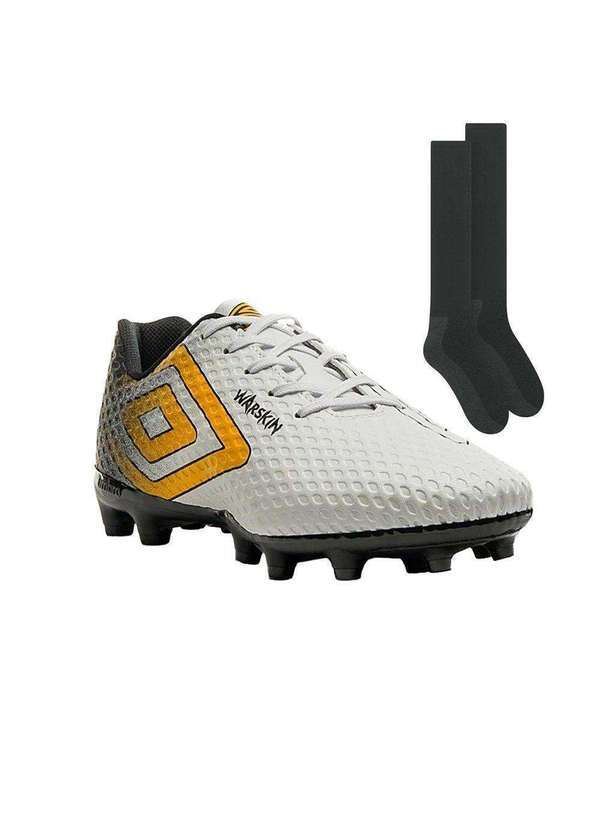 Umbro - Kit Chuteira Campo Umbro Warskin e par de Meião Branco