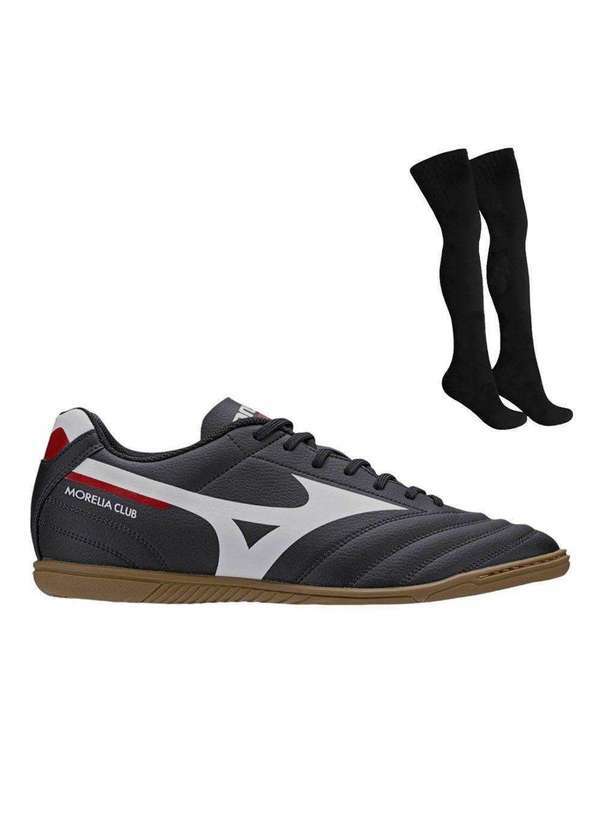 Mizuno - Kit Chuteira Futsal Mizuno Morelia Club e par de Meião Preto
