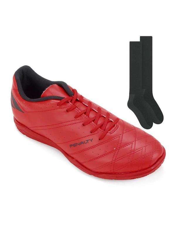 Penalty - Kit Chuteira Futsal Penalty Americas Xxi e Meião Vermelho