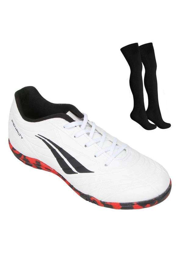 Penalty - Kit Chuteira Futsal Penalty Matís Xxi Kids e Meião Branco