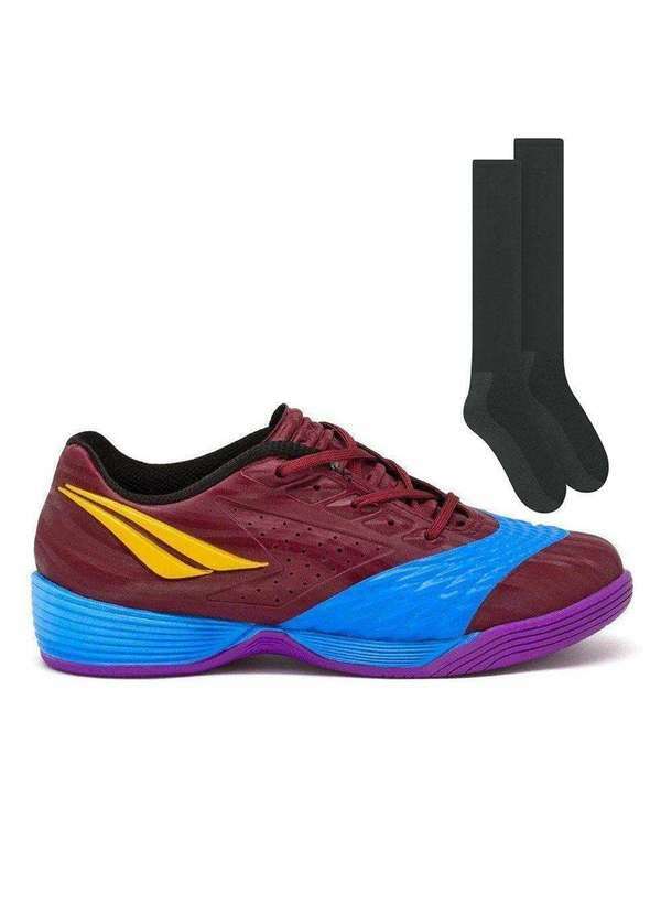 Penalty - Kit Chuteira Futsal Penalty Max 200 Kids e Meião Vermelho