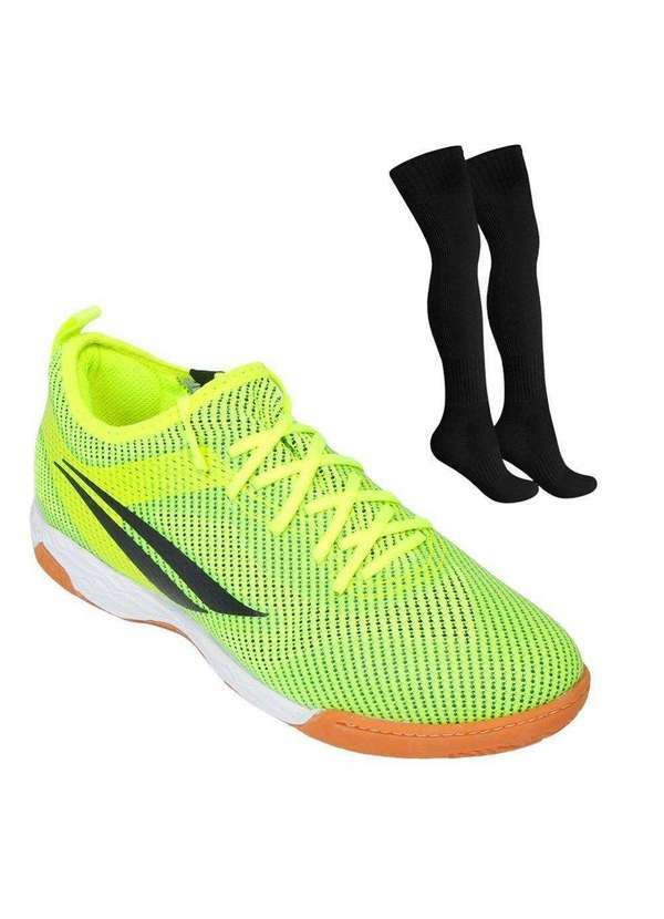 Penalty - Kit Chuteira Futsal Penalty Max 500 Ecoknit Xxi e Meião Amarelo