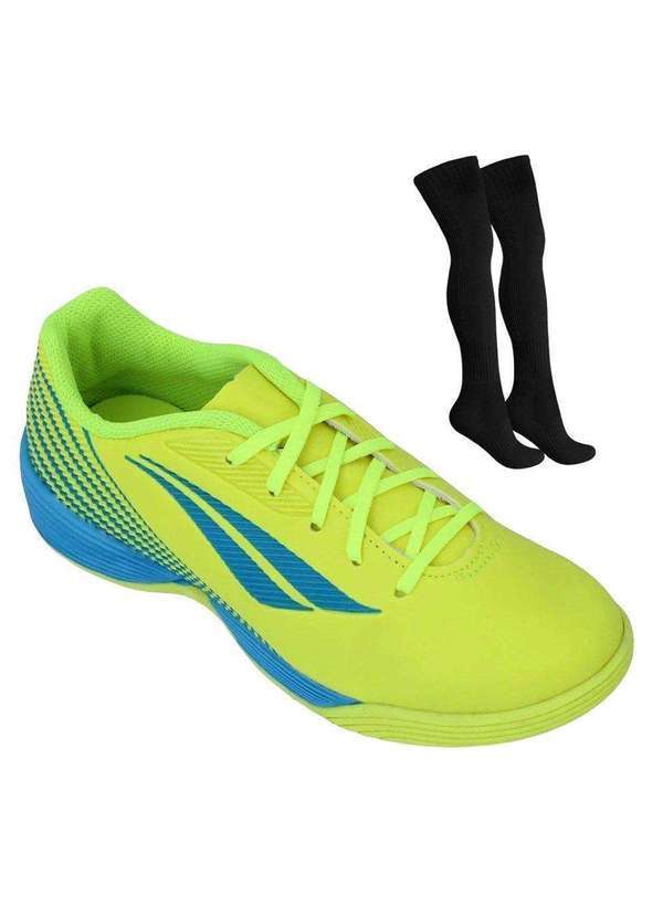 Penalty - Kit Chuteira Futsal Penalty Rocket Turbo Xxi Kids e Meião Amarelo