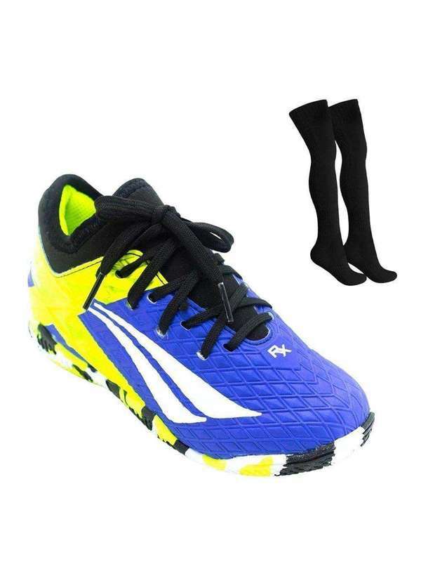 Penalty - Kit Chuteira Futsal Penalty Rx Locker Kids e Meião Azul