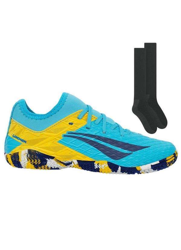 Penalty - Kit Chuteira Futsal Penalty Rx Locker Kids e Meião Azul