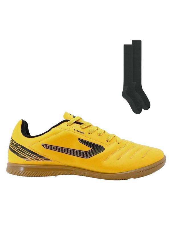 Topper - Kit Chuteira Futsal Topper Cup Vi e Meião Amarelo