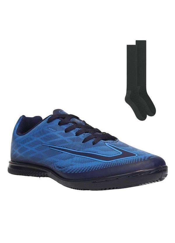Topper - Kit Chuteira Futsal Topper Slick Iv e Meião Azul