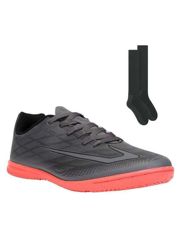 Topper - Kit Chuteira Futsal Topper Slick Iv e Meião Cinza