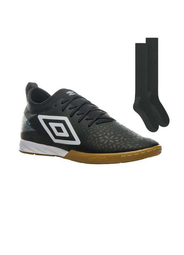 Umbro - Kit Chuteira Futsal Umbro Adamant Club e par de Meião Preto