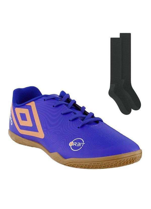 Umbro - Kit Chuteira Futsal Umbro Orbit e par de Meião Azul