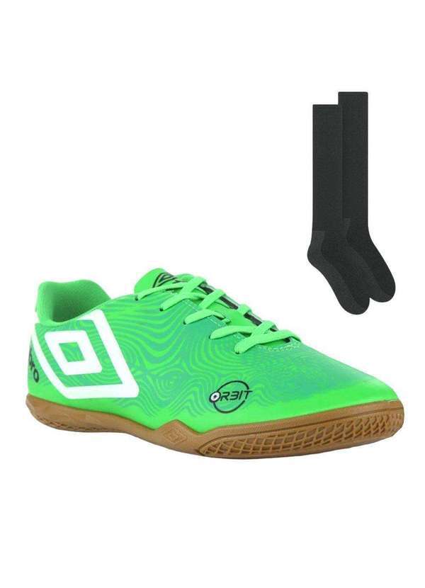 Umbro - Kit Chuteira Futsal Umbro Orbit e par de Meião Verde