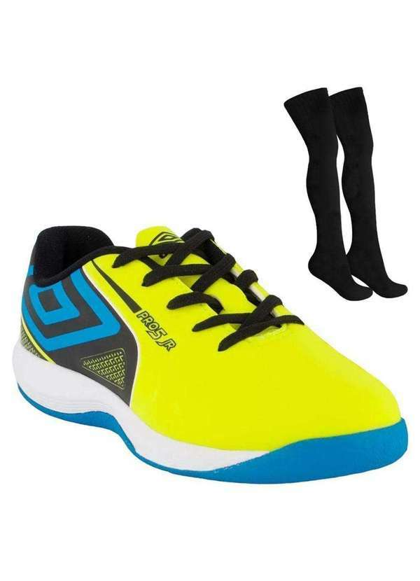 Umbro - Kit Chuteira Futsal Umbro Pro 5 Jr e par de Meião Verde