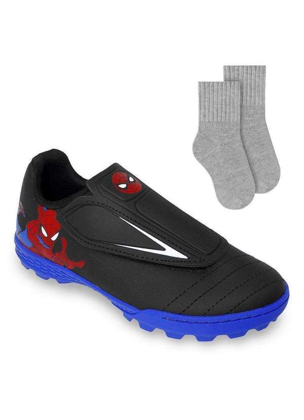 Dray - Kit Chuteira Society Dray Homem-Aranha Kids e Meia Preto