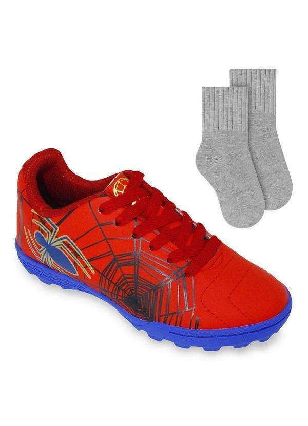 Dray - Kit Chuteira Society Dray Homem-Aranha Kids e Meia Preto