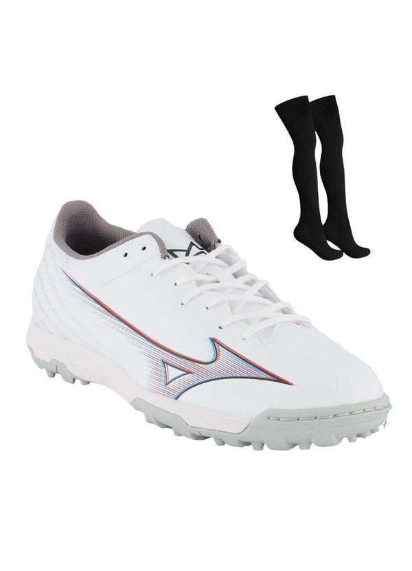 Mizuno - Kit Chuteira Society Mizuno Football Select e par de Meião Branco