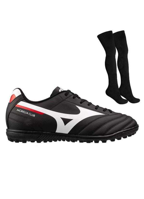 Mizuno - Kit Chuteira Society Mizuno Morelia Club as e Meião Preto