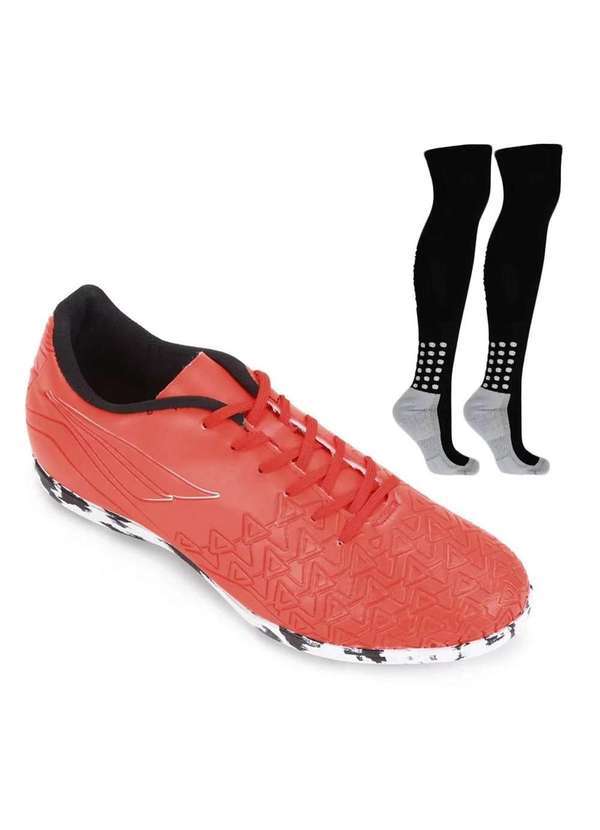 Penalty - Kit Chuteira Society Penalty Fúria Xxi e Meião Vermelho