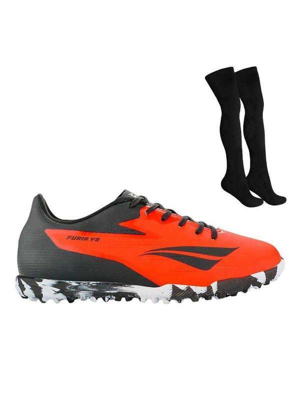 Penalty - Kit Chuteira Society Penalty Fúria Y-3 e par de Meião Vermelho