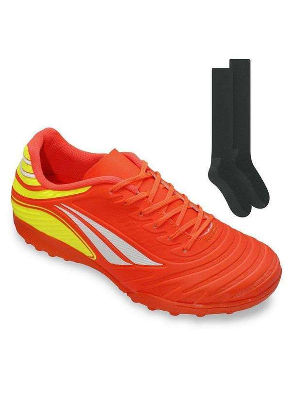 Penalty - Kit Chuteira Society Penalty Matís e par de Meião Laranja