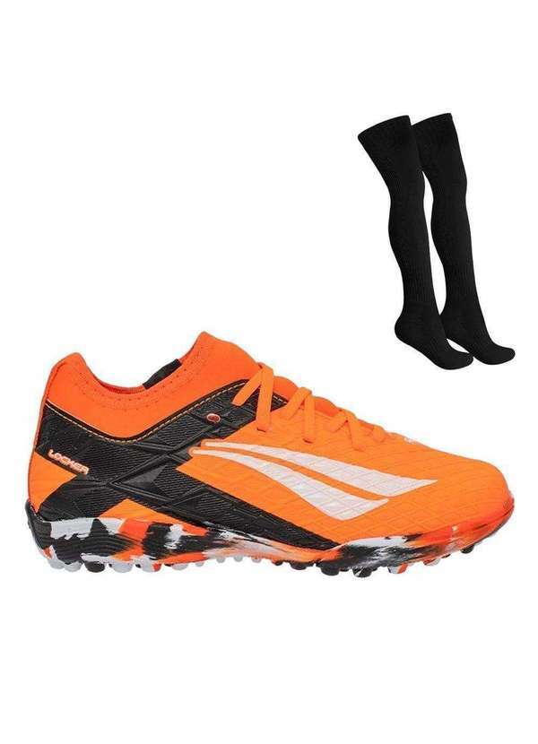 Penalty - Kit Chuteira Society Penalty Rx Locker Kids e Meião Laranja