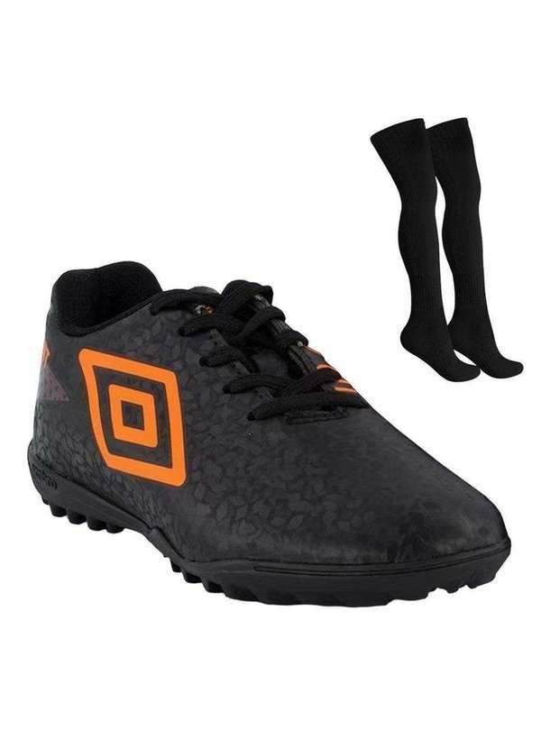 Umbro - Kit Chuteira Society Umbro Adamant Infantil e Meião Preto