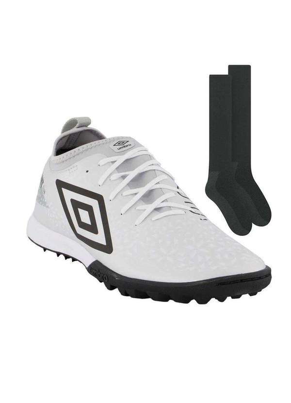 Umbro - Kit Chuteira Umbro Society Adamant Club e par de Meião Branco