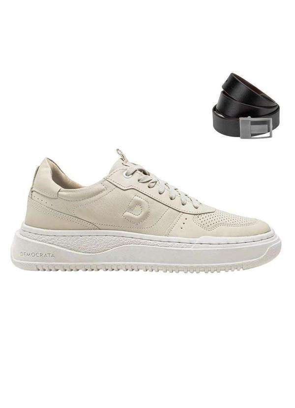 Democrata - Kit Sapatênis Democrata Denim Block Masculino e Cinto Bege