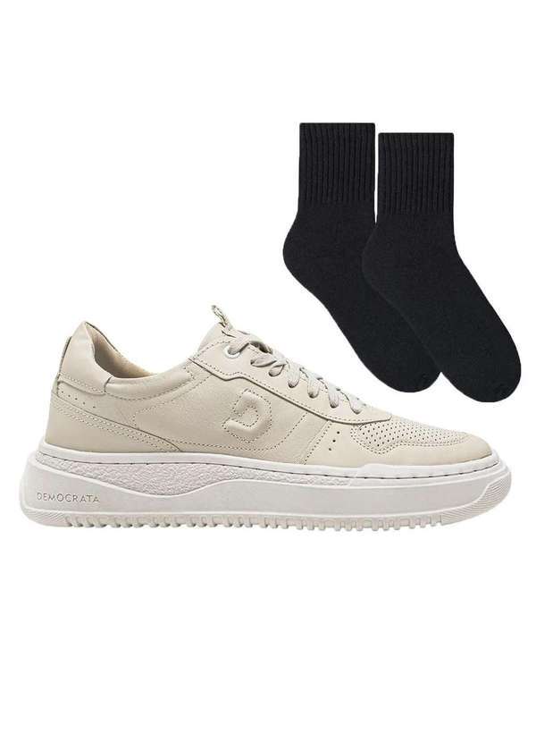 Democrata - Kit Sapatênis Democrata Denim Block Masculino e Meia Bege