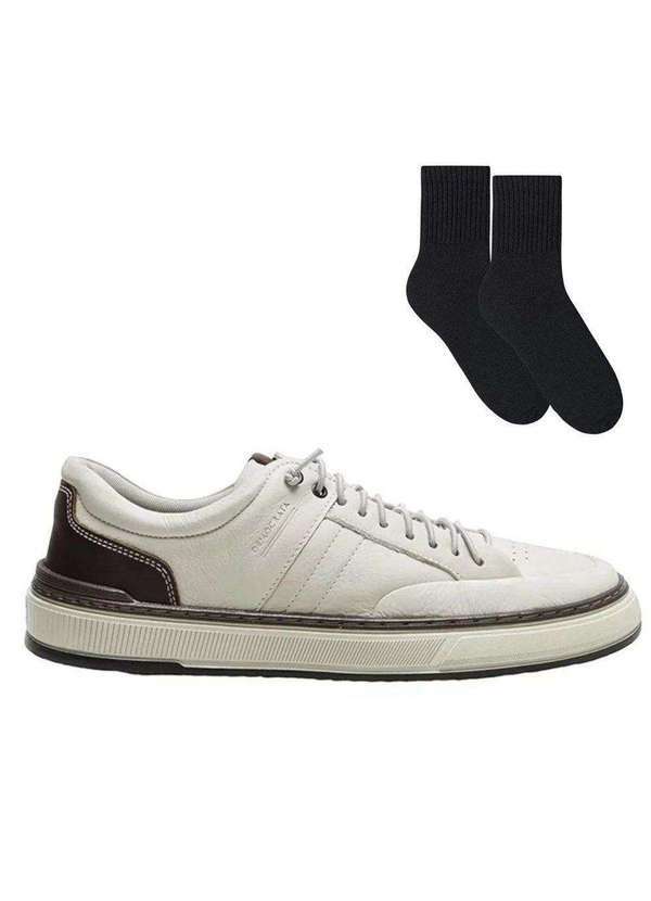 Democrata - Kit Sapatênis Democrata Denim City Masculino e par de Meia Branco