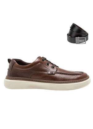 Kit Sapatênis Democrata Denim Clash Masculino e Cinto Marrom