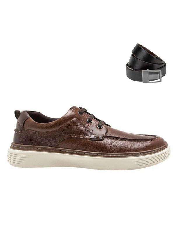 Democrata - Kit Sapatênis Democrata Denim Clash Masculino e Cinto Marrom