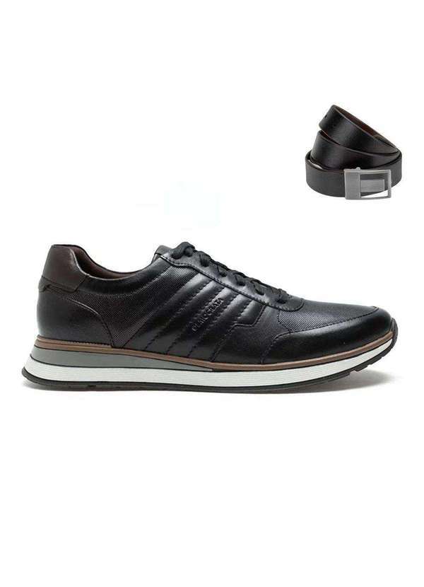 Democrata - Kit Sapatênis Democrata Denim Grow Masculino e Cinto Preto