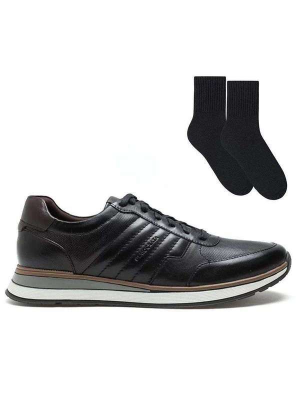 Democrata - Kit Sapatênis Democrata Denim Grow Masculino e par de Meia Preto