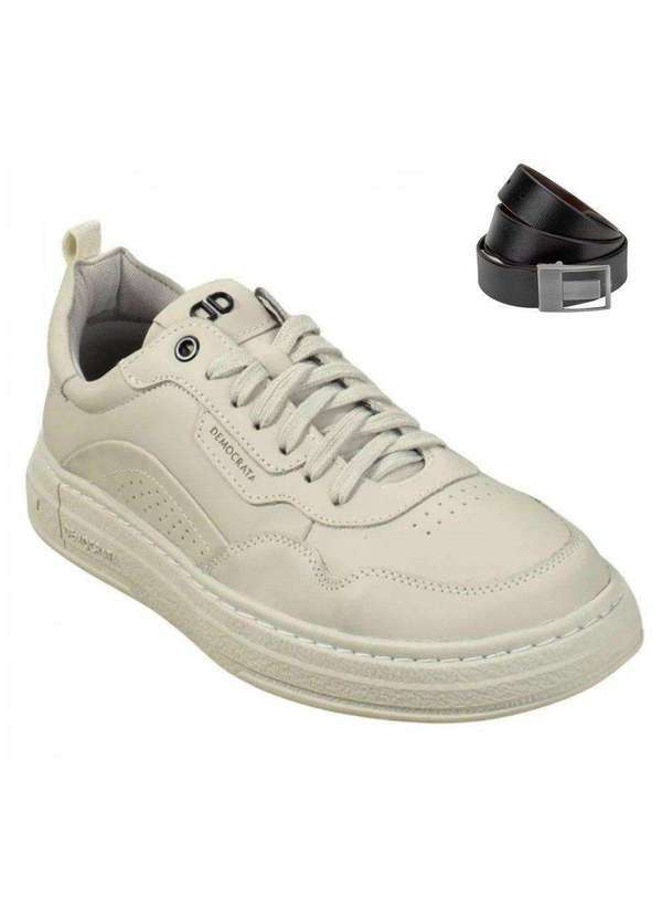 Democrata - Kit Sapatênis Democrata Denim Jake Masculino e Cinto Bege