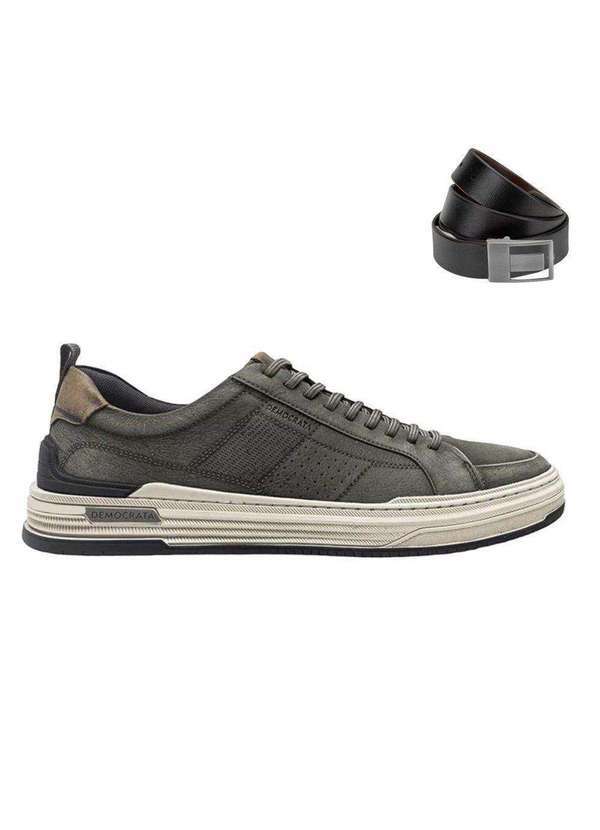 Democrata - Kit Sapatênis Democrata Denim Mike Masculino e Cinto Cinza