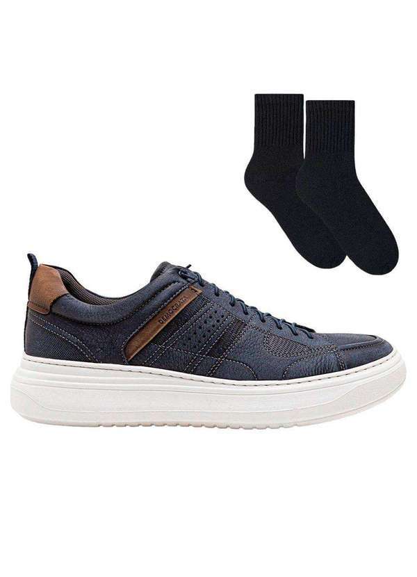 Democrata - Kit Sapatênis Democrata Joe Ultra Light Masculino e par de Meia Azul