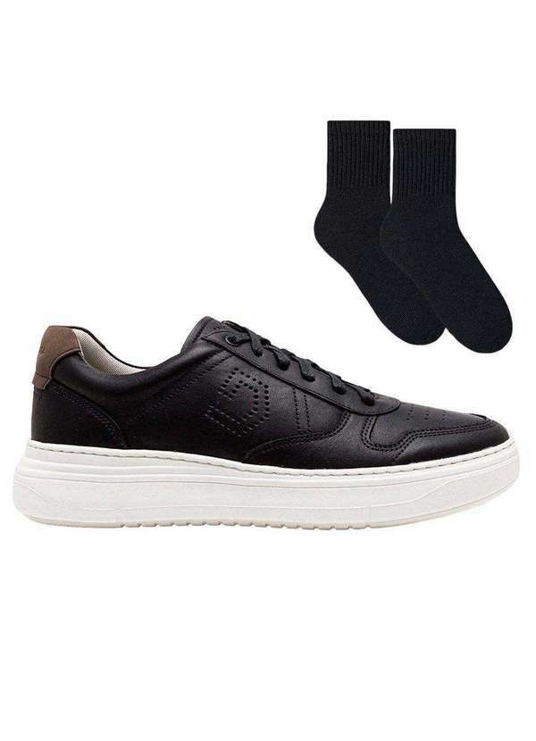 Democrata - Kit Sapatênis Democrata Joe Ultra Light Masculino e par de Meia Preto