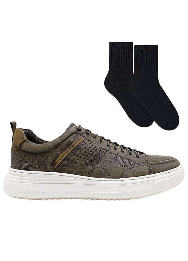 Democrata - Kit Sapatênis Democrata Joe Ultra Light Masculino e par de Meia Verde