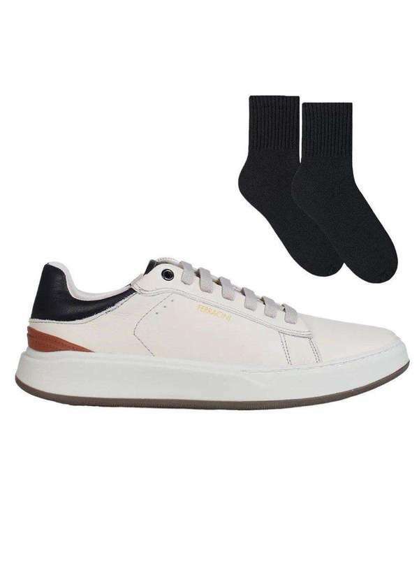 Ferracini - Kit Sapatênis Ferracini Dixon Masculino e par de Meia Bege