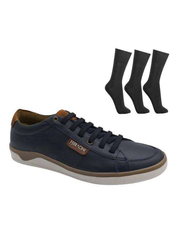 Ferracini - Kit Sapatênis Ferracini Jeep Masculino e 3 pares de Meias - Azul