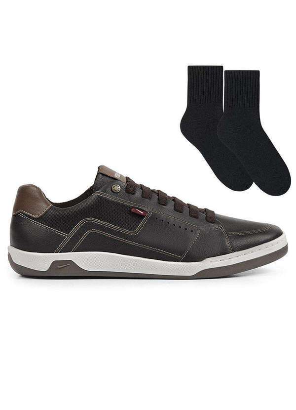 Ferracini - Kit Sapatênis Ferracini Lexus Masculino e par de Meia Marrom
