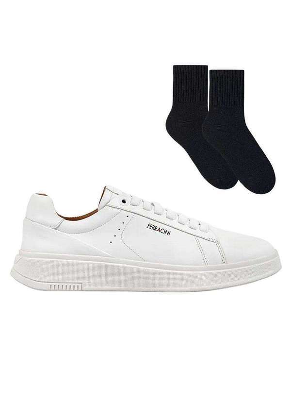 Ferracini - Kit Sapatênis Ferracini Logan Masculino e par de Meia Branco