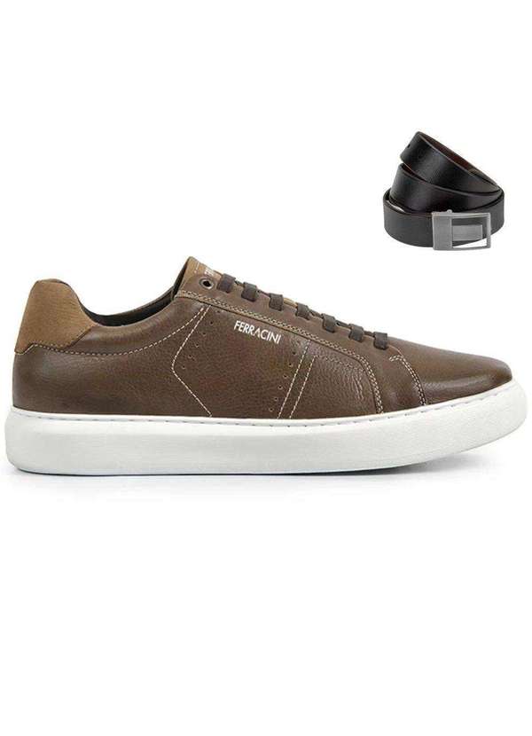 Ferracini - Kit Sapatênis Ferracini Marvin Masculino e Cinto Marrom